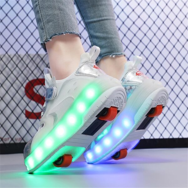 LED Light-Up Roller Skate Shoes with Retractable Wheels-Stylish Trainers for Boy, Girl, Kids, USB Rechargeable, Shiny Luminous Sneakers - Perfect for Party, Birthday, Christmas, Enhanced Safety - Image 6