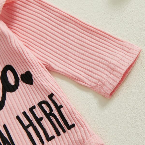 YILEEGOO Newborn Baby Girl Outfit Long Sleeve Hello I'M NEW HERE Romper Bloomers Tutu Skirt Socks Headband Set 4Pcs Clothes - Image 5