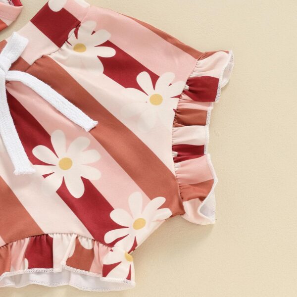 Baby Girl Clothes Floral Print Sleeveless Romper Ruffle Bloomer Shorts Headband Set Infant Summer Outfits - Image 5