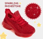 Lucky Step Girls Rhinestone Slip On Sneakers Kids Sparkly Lightweight Tennis School Knit Jelly Sole Glitter Walking Shoes Toddler - Image 2