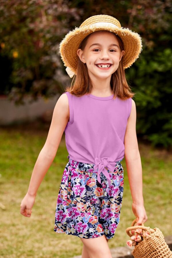 Arshiner Girls Tank Tops with Shorts Set Kids Summer Clothing Sets Casual Fashion Sleeveless T-shirts Outfits for Girls - Image 2