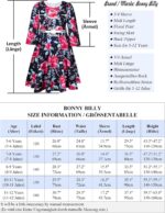 BONNY BILLY Girls Classy Vintage Floral Swing Kids Party Dress with Belt - Image 3