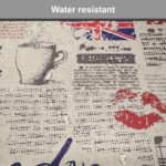 Ambesonne Tea Party Chair Seating Cushion Set of 4, London Newspaper Inspired Background with Grunge Elements Kiss Marks, Anti-Slip Seat Padding for Kitchen & Patio, 16"x16", Beige Navy Blue Red - Image 6