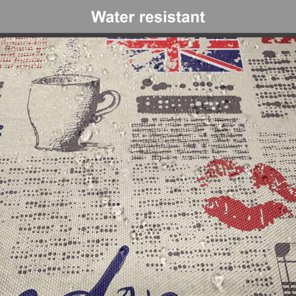 Ambesonne Tea Party Chair Seating Cushion Set of 4, London Newspaper Inspired Background with Grunge Elements Kiss Marks, Anti-Slip Seat Padding for Kitchen & Patio, 16"x16", Beige Navy Blue Red - Image 6