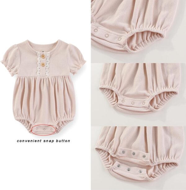 Ecojoy Baby Girl Vest 3PCs Grow Long/Short Sleeve Summer Fall Bodysuit with 3 Headbands/Hats - Image 6