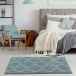 THE RUGS Modern Moroccan Design Living Room and Bedroom Rugs, Non-Shedding & Easy Care (Boho Duck Egg Blue/Ivory, 60x110 cm) - Image 5