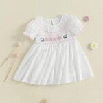 Toddler Baby Girls Birthday Dress Girl Summer Short Sleeve Cake Embroidery Smocked A-Line Dress Toddler Summer Princess Clothes for Kids Girl - Image 3