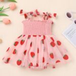 FYMNSI Baby Girl Spaghetti Strap Smocked Tutu Tulle Princess Romper Dress mit Headband 1st Birthday Cake Smash Outfit - Image 4