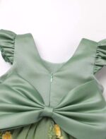 IDOPIP Baby Girls Toldder Girls Flutter Sleeve Sequins Strawberry Floral Embroidered Ruffle Sleeve Tulle Dress with Headband Party Wedding Dress - Image 4