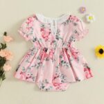 XIXIMAON Cute Baby Girl Summer Clothes Babydoll Collar Short Puff Sleeve Letter Embroidery Ruffle Romper Dress Mamas Mini Floral Jumpsuit Toddler Outfits - Image 6