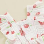 Baby Girl Summer Outfit Strawberry/Cherry/Lemon Smocked Tunic Tops Ruffle Bloomer Shorts Headband Cute 3Pcs Newborn Coming Home Summer Clothes 0-18M - Image 6