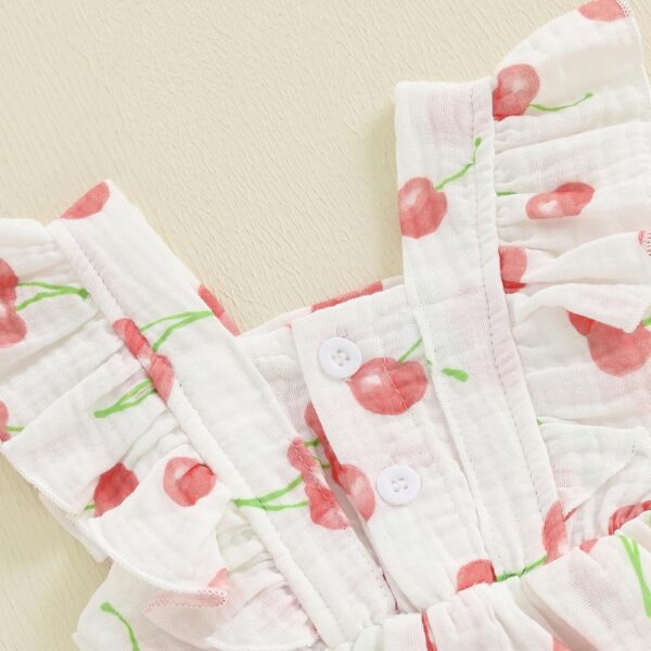 Baby Girl Summer Outfit Strawberry/Cherry/Lemon Smocked Tunic Tops Ruffle Bloomer Shorts Headband Cute 3Pcs Newborn Coming Home Summer Clothes 0-18M - Image 6