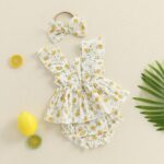 Baby Girl Summer Outfit Strawberry/Cherry/Lemon Smocked Tunic Tops Ruffle Bloomer Shorts Headband Cute 3Pcs Newborn Coming Home Summer Clothes 0-18M - Image 3