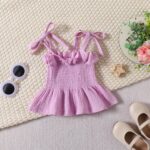 Yanmucy Baby Girl Summer Clothes 2PCS Ruffle Sleeveless Cami Tops and Long Pant Set Toddler Infant Soild Ribbed Outfis - Image 3