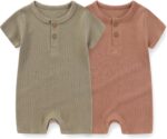 JELYLOVE Unisex Short Sleeve Baby Romper 2 Pack Cotton Solid infant Boy Girl Jumpsuits Soft New Born Clothes