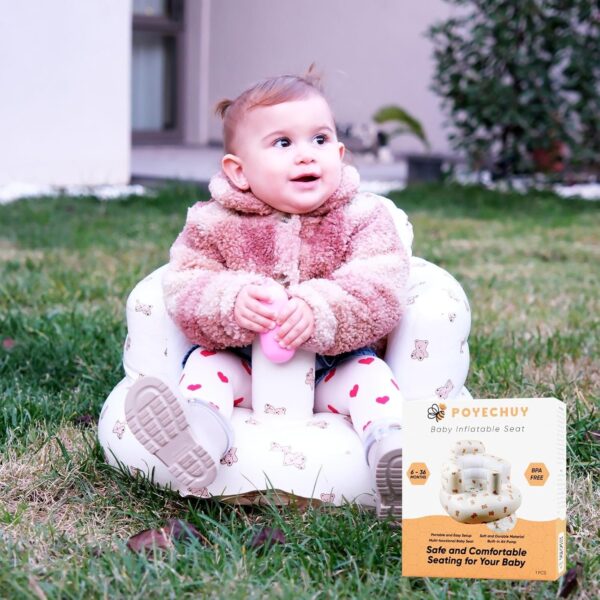 Inflatable Baby Seat - Baby Chairs for Sitting Up 3 Months & Up, Blow Up Baby Chair, Sit Me Up Floor Seat for Baby, Support Seat for Sitting Up, Built in Air Pump Baby Seats for Kids - Image 3