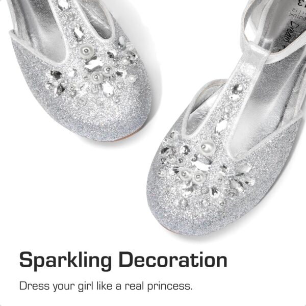 DREAM PAIRS Girls Mary Jane Shoes Flower Girls Shoes with Pearl T-Strap Wedding Party School Girls Flats for Toddler Little Big Kid - Image 3