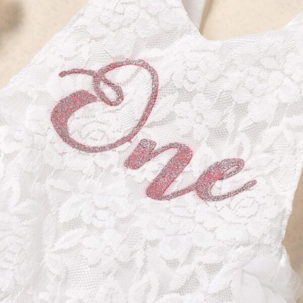 RWYBEYW Baby Girl first Birthday Outfit Ruffle Lace Romper Princess Tutu Dress Shiny ONE Cake Smash Photoshoot Party Outfit - Image 7