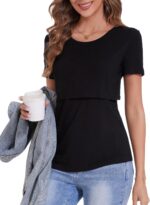 Sosolism Essential Nursing Tops Summer Breastfeeding Tshirt Short Sleeve Soft Feeding tee for Women - Image 2