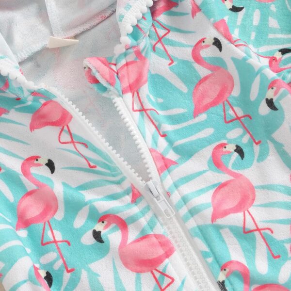 Toddler Kids Baby Girl Swimsuit Cover Up Hooded Zip Up Beach Bathing Suit Short Sleeve Summer Dress Swimwear - Image 6