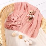 DRESHOW Newborn Baby Blanket Soft Swaddle Blankets for Infant Swaddling Receiving Warm Wraps with Bow Hat Headband - Image 7