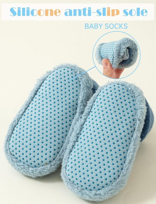 FEOYA Baby Slippers Socks 3 Pairs Anti Slip Infant Baby Floor Sock Slippers Newborn Boys Girls Breathable First Walking Shoes Winter Thermal Step Socks Christmas Baby Gift - Image 4