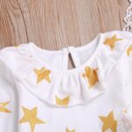 De feuilles Baby Girls Ruffle Peter Pan Collar Long Sleeve Shirt Tops with Strap Romper Jumpsuit Bloomers Shorts 2pcs Outfits Set - Image 4