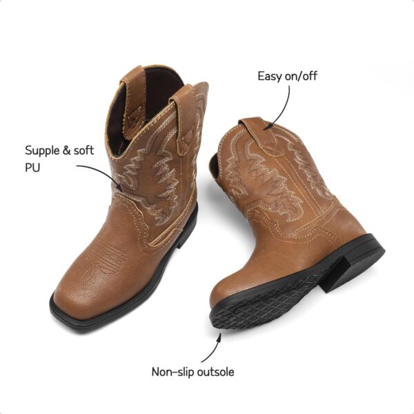 DREAM PAIRS Kids Boys Girls Cowboy Boots Western Square Toe Riding Mid Calf Knee High Boots - Image 4