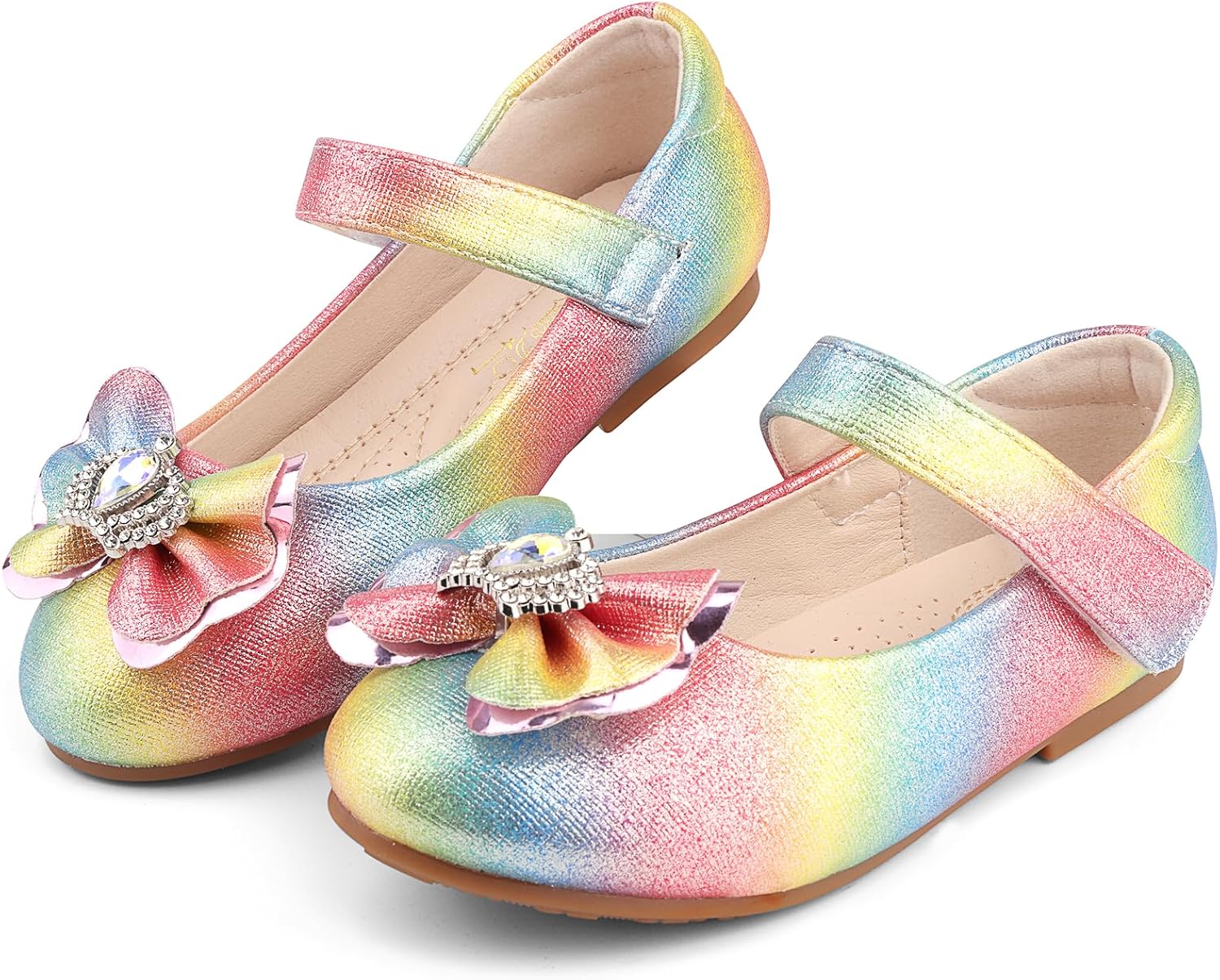 81vfr8OqJRL._AC_SL1500_.jpg KUWIBY Girl Glitter Princess Flat Shoes Mary Jane Ballet Dress Shoes Kids Bling Bowknot Crown Birthday Party Shoes Bright Diamond Cosplay Dance Shoes for Little Girls Toddlers Multicolor - Image 1