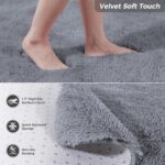 FVVRAX Area Rugs Living Room Rug, Soft Fluffy Shaggy Bedroom Rug Floor Carpet with Durable Anti-slip Backing, Carpets for Kids Girls Dorm Nursery Bedside Rug, 92x153cm, Grey - Image 2