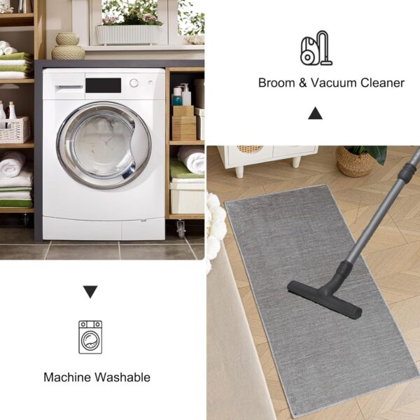 Short Pile Carpet, Area Rugs Machine Washable Room Rug Anti-Slip Rug, Soft Carpets Bedside Rugs for Bedrooms(Grey,60x120 cm) - Image 5