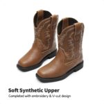 DREAM PAIRS Kids Boys Girls Cowboy Boots Western Square Toe Riding Mid Calf Knee High Boots - Image 2