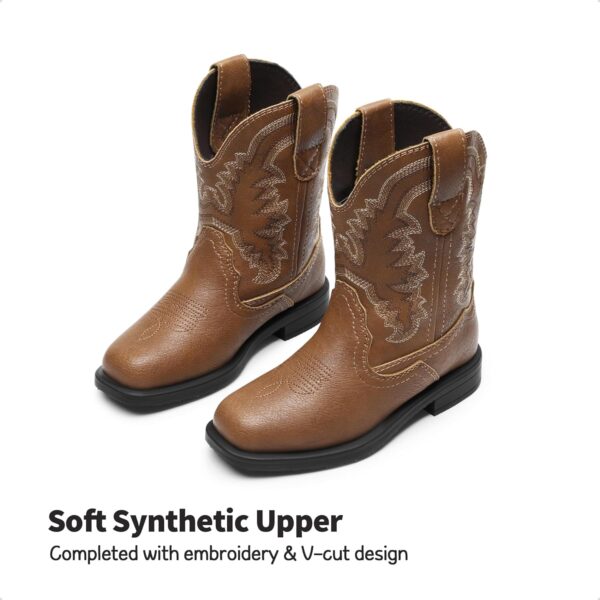 DREAM PAIRS Kids Boys Girls Cowboy Boots Western Square Toe Riding Mid Calf Knee High Boots - Image 2