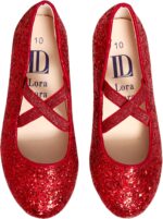 Girls Glitter Ballet Shoes Kids Flat Elastic Strap Ballerina Party Shoes Wedding Bridesmaid Shoes - Image 6