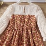 Bloomers Baby Toddler Kids Children Baby Girls Long Ruffled Sleeve Patchwork Floral Princess Dress with Pockets Bags Clothes Set 2PCS Outfits Baby Girl Baby Clothes - Image 4