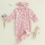 AliveBabe New Born Footed Romper Baby Girl Long Sleeve Round Neck Daisy Print Ruffled Full Length Jumpsuit With Headband Baby Clothing - Image 2