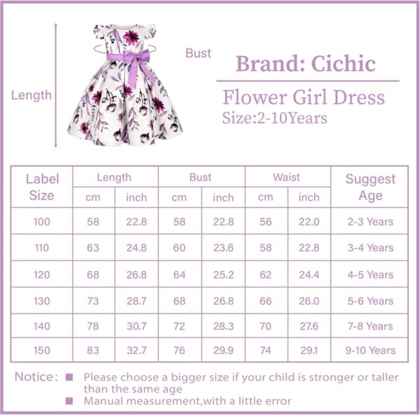 Cichic Girls' Party Flower Wedding Elegant Formal Dress 2-10 Years - Image 3
