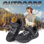 UOVO Boys Trainers Kids Walking Shoes Low-Top Sneakers Children Waterproof Trekking Hiking Footwear Running Shoes Black Blue Gray Size 9 UK Child to 5.5 UK - Image 6