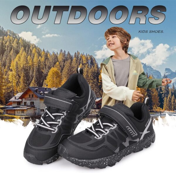 UOVO Boys Trainers Kids Walking Shoes Low-Top Sneakers Children Waterproof Trekking Hiking Footwear Running Shoes Black Blue Gray Size 9 UK Child to 5.5 UK - Image 6