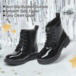 DREAM PAIRS Kids Girls Black Patent Zip Lace Up School Ankle Boots - Image 2