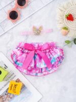 inlzdz Baby Girls Tie Dye Satin Ruffle Bow Bloomers Diaper Covers & Headband Set for Photography - Image 4