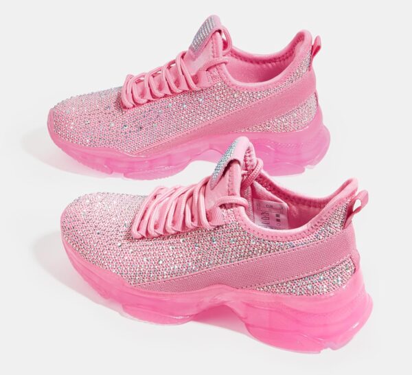 Lucky Step Girls Rhinestone Slip On Sneakers Kids Sparkly Lightweight Tennis School Knit Jelly Sole Glitter Walking Shoes Toddler - Image 8