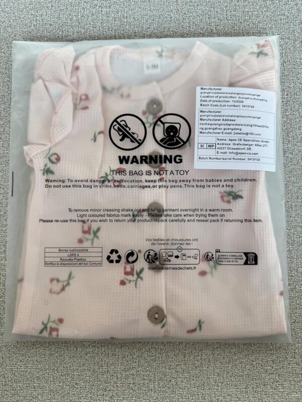 Joureker Newborn Baby Girl Clothes Long Sleeve Ruffle Romper Bodysuit Floral Print Onesie Outfit Set - Image 2