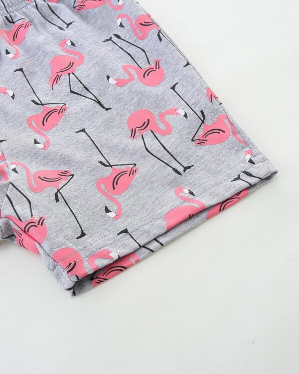 TCWWBB Toddler Girls Summer Short Outfits Clothes Set Kids Unicorn Bunny Animal Print Short Sleeve Cotton T-Shirt Dresses Tops and Shorts 2 Piece Crewneck Sleeveless Clothing Set Age 1-7 Years Old - Image 5