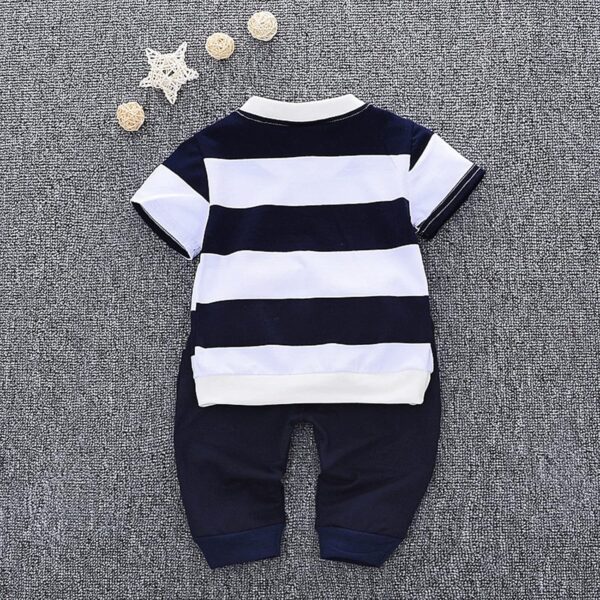Children's Clothing Set Clothing Sets for Baby Boys Girls: Striped Print Cotton T-Shirt Top + Little Bear Printed Shorts Long Trousers Bloomers Trousers 2-Piece Clothing Set - Image 5