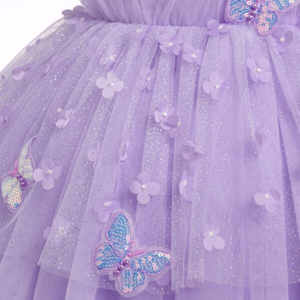 Baby Girls Flower Butterfly Birthday Cake Smash Dress Sleeveless V Neck Princess Glitter Ruffle Tulle Tutu Toddler Kids Formal Wedding Party Dress - Image 6