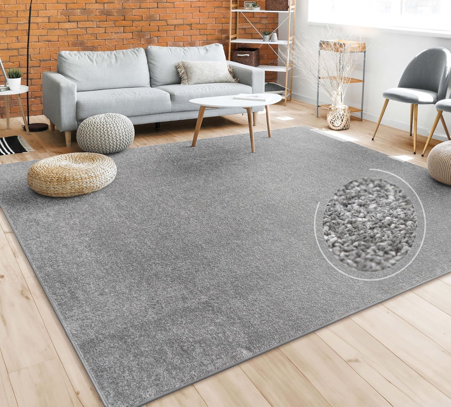 910CUHV5fCL._AC_SL1500_.jpg Paco Home Living Room Rug Plain Simple And Modern Short-Pile, Various Sizes and colours, Size:80x150 cm, Colour:Anthracite - Image 1