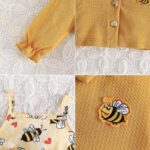 Yanmucy Toddler Baby Girls Dress and Coat Set 2PCS Honeybee Print Tutu Dresses Long Sleeve Lapel Cardigan Baby Girl Clothes Outfits - Image 7