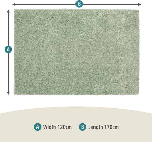 Rugs and More City Shaggy Living Room Rug - Classic Area Rug for Bedrooms or Lounge, Durable Shaggy Rug, Mint Soft Low Pile, Easy to Care, Sound Insulating (Olive, Green - 120x170cm) - Image 2