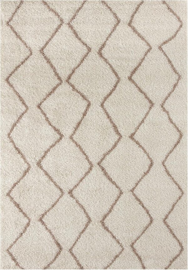THE RUGS Modern Moroccan Design Living Room and Bedroom Rugs, Non-Shedding & Easy Care (Boho Ivory/Beige, 120x170 cm) - Image 8